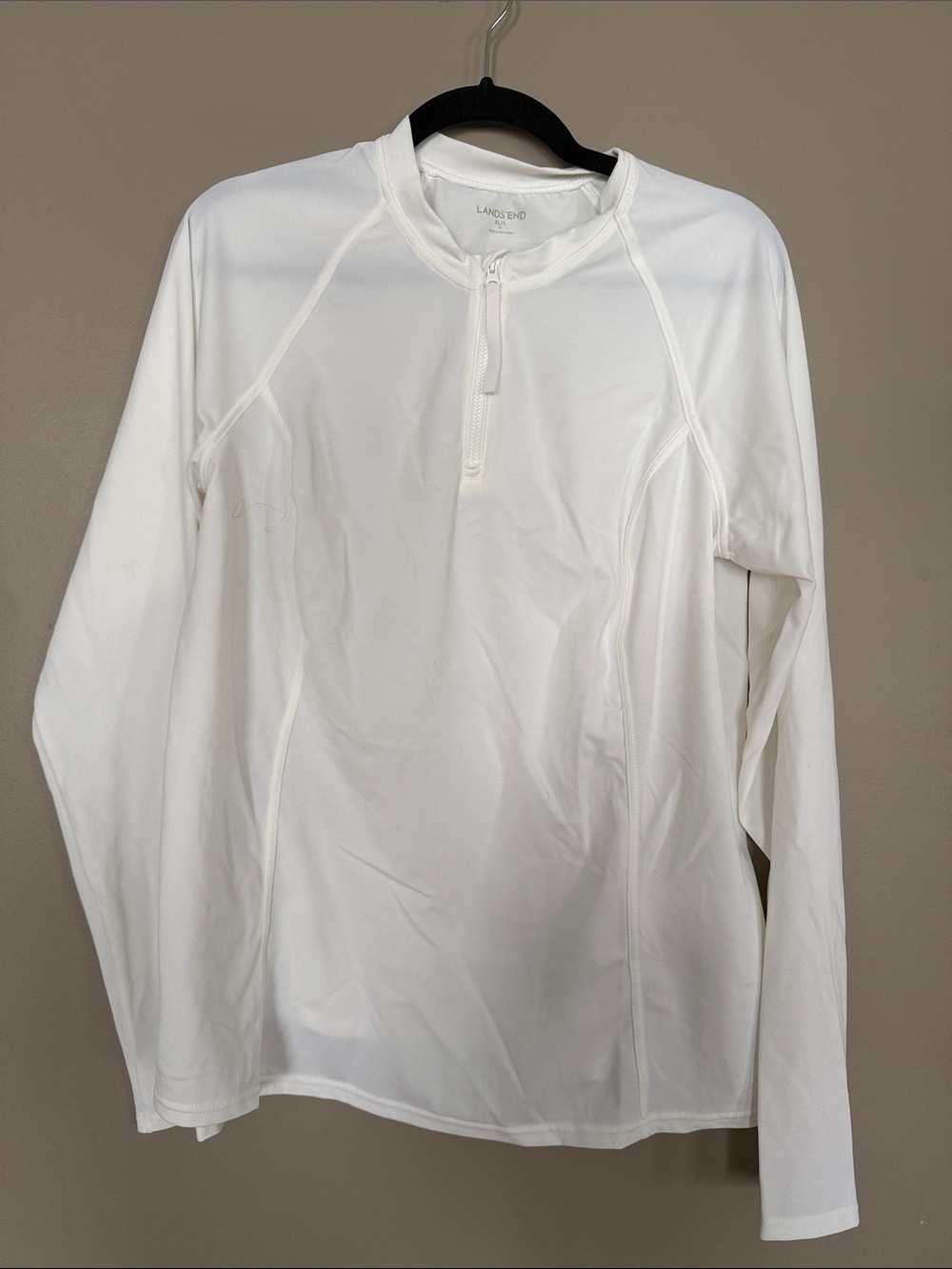Lands' End L/XL White Long-Sleeve Quarter-Zip Rash Guard
